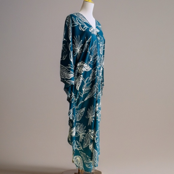 0136/ Dark Teal Long Kaftan, Rayon Viscose Material - Picture 9 of 13